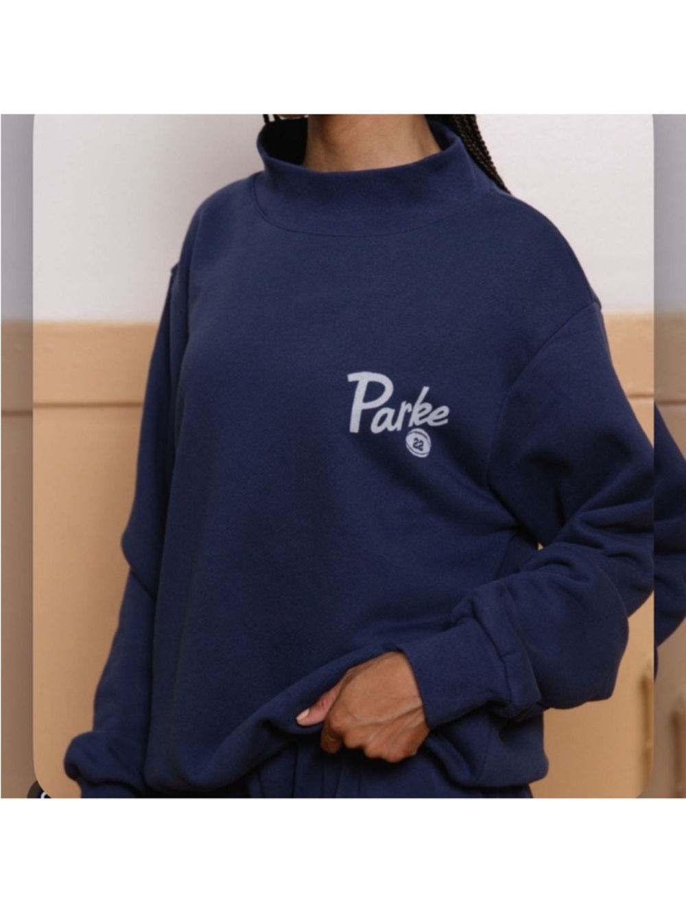 Parke Navy Blue Kickoff Football Mock Neck Sweatshirt, Size Small/Medium Women’s